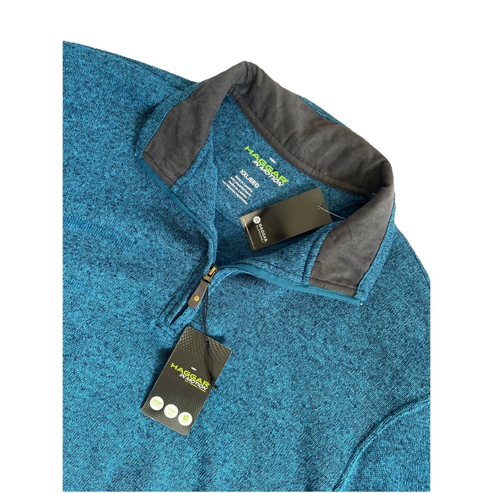 Haggar In Motion Mens Sz XXL 1/4 Zip Pullover‎ Sweater Gray Heather.